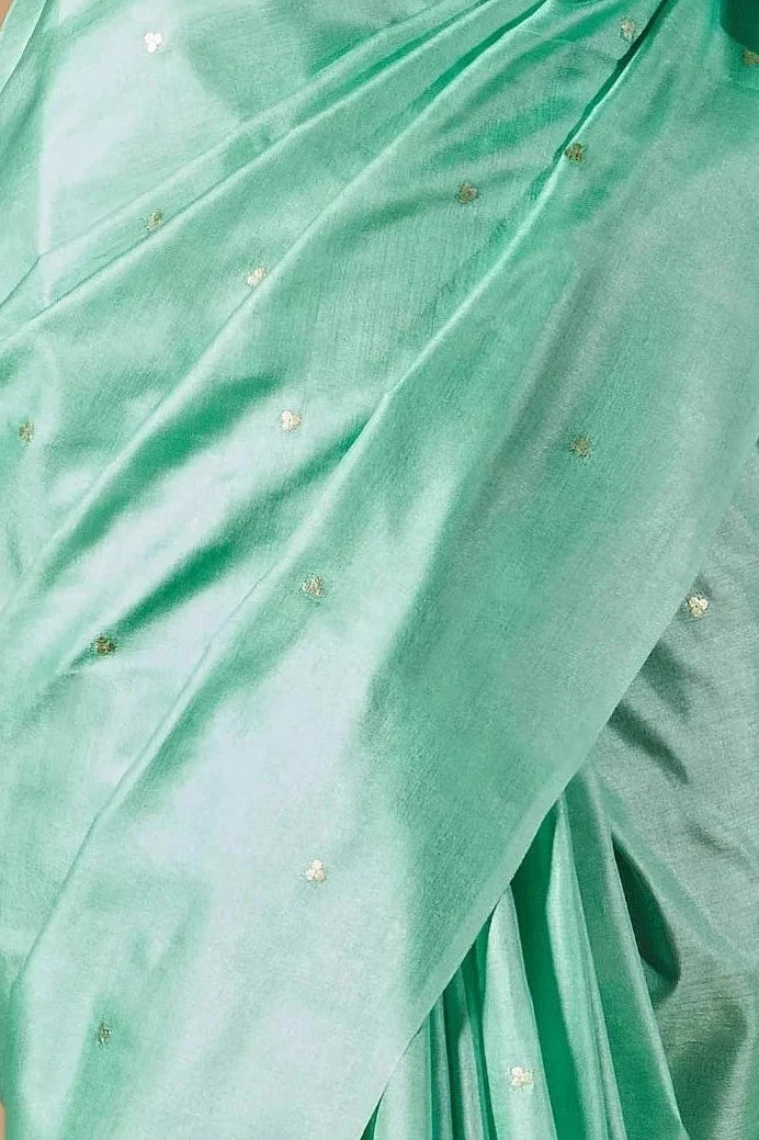 Aqua Blue Butti-Zari Saree with Fine Metallic Pallu